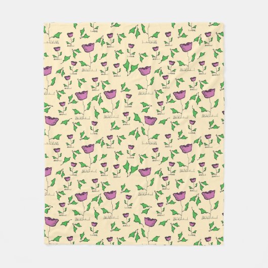 Purple tulips floral pattern fleecedecke (Vorderseite)