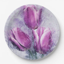 Purple Tulips Paper Plates