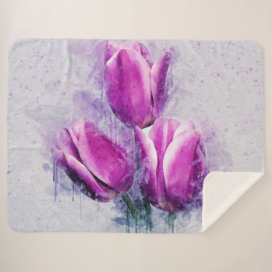 Purple Tulips Sherpadecke (Vorderseite (Horizontal))