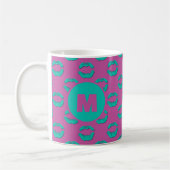 Purple & Turquoise XOXO Kissing Lips Personalized Kaffeetasse (Links)