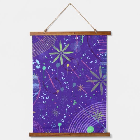 Purple Twilight Party Wandteppich Mit Holzrahmen (Vorderseite)