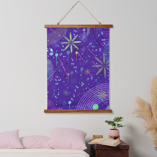 Purple Twilight Party Wandteppich Mit Holzrahmen (Schlafzimmer)