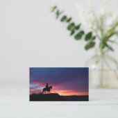 Purple Twilight Western Cowboy Silhouette Art Visitenkarte (Stehend Vorderseite)