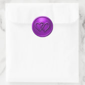 Purple Two Hearts Intertwined Wedding Runder Aufkleber (Tasche)