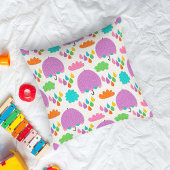 Purple Umbrellas with Clouds and Raindrops Kissen