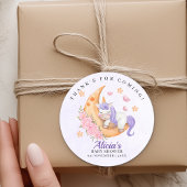 Purple Unicorn Baby Shower Girl Runder Aufkleber