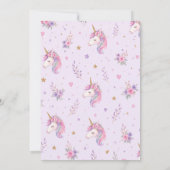 Purple Unicorn Girls 5th Birthday Einladung (Rückseite)