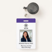 Purple Vertical Custom Employee ID Photo Name Ausweis (Vorderseite mit Rechteck)