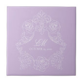 Purple Victorian Monogram Wedding Ceramic Tile Fliese (Vorderseite)