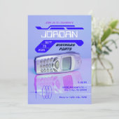 PURPLE VINTAGE TELEFON FUTURISTISCHER GEBURTSTAG EINLADUNG (Stehend Vorderseite)