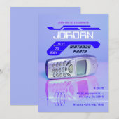 PURPLE VINTAGE TELEFON FUTURISTISCHER GEBURTSTAG EINLADUNG (Vorne/Hinten)