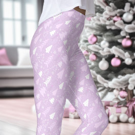 Purple Violet Trees Winter Christmas Leggings