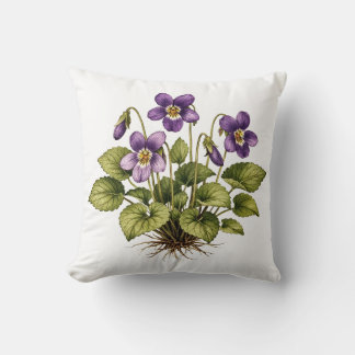 Purple Violet Vintage Style Botanical  Kissen