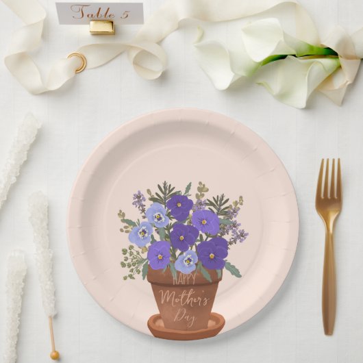 Purple Violets in a Pot – Mother’s Day Floral Pappteller (Hochzeit)