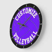 Purple Volleyball Custom Team Name/Text Wall Clock Große Wanduhr (Winkel)