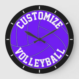 Purple Volleyball Custom Team Name/Text Wall Clock Große Wanduhr