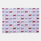 Purple Walking Cat Pattern Geschirrtuch (Horizontal)