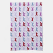 Purple Walking Cat Pattern Geschirrtuch (Vertikal)