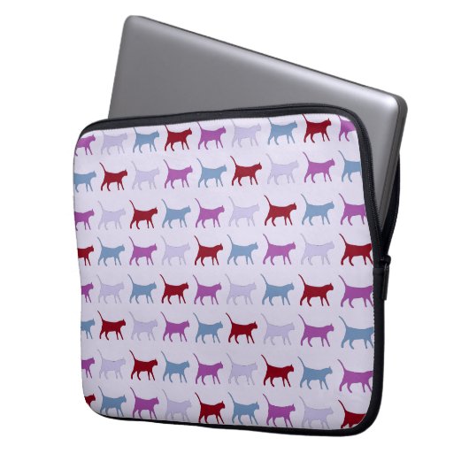 Purple Walking Cat Pattern Laptopschutzhülle (Vorderseite Links)