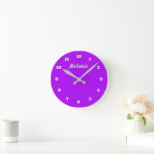 Purple Wall Clock Personalized Custom Name Runde Wanduhr (Zuhause)