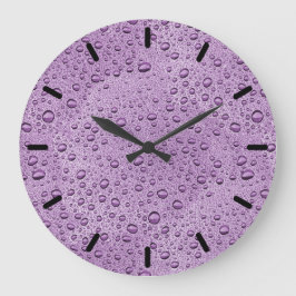 Purple water droplets große wanduhr