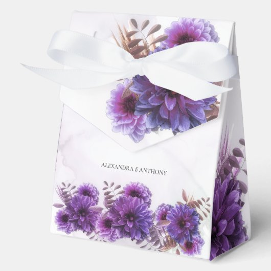 Purple Watercolor Chrysanthemum Wedding Geschenkschachtel (Vorderseite)
