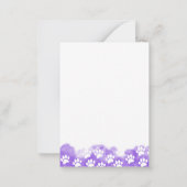 Purple Watercolor Dog Paw Personalized Stationery Mitteilungskarte (Rückseite)