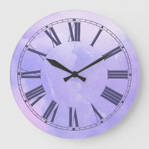 Purple Watercolor Effect Große Wanduhr