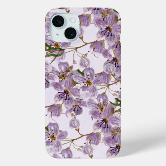Purple Watercolor Floral iPhone Case (Rückseite)