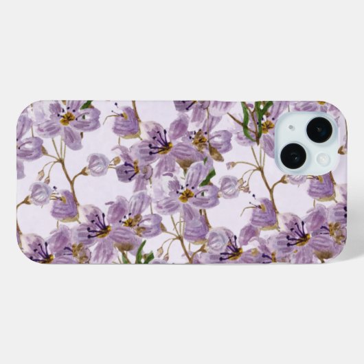 Purple Watercolor Floral iPhone Case (Rückseite (Horizontal))