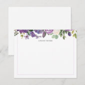 Purple Watercolor Floral Personalized Stationery Mitteilungskarte (Vorne/Hinten)