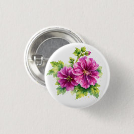 Purple Watercolor Flower Illustration Button