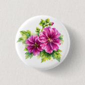 Purple Watercolor Flower Illustration  Button (Vorderseite)