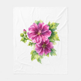 Purple Watercolor Flower Illustration Fleecedecke