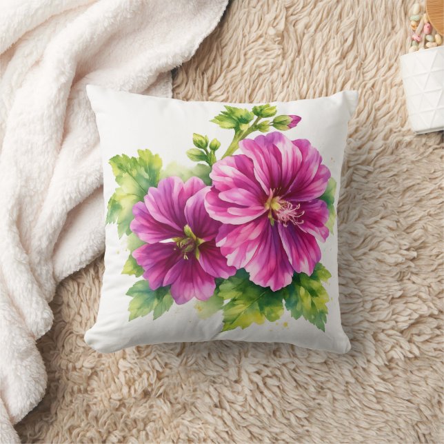 Purple Watercolor Flower Illustration  Kissen (Decke)