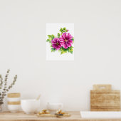 Purple Watercolor Flower Illustration Poster (Küche)