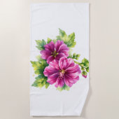 Purple Watercolor Flower Illustration  Strandtuch (Vorderseite)