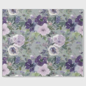 Purple Watercolor Flowers Geschenkpapier (Flach)