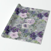 Purple Watercolor Flowers Geschenkpapier (Ungerollt)