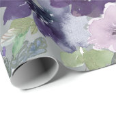 Purple Watercolor Flowers Geschenkpapier (Rolleneckpunkt)