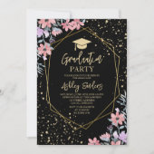 Purple watercolor flowers Graduation Einladung (Vorderseite)