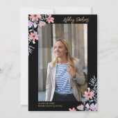 Purple watercolor flowers Graduation Einladung (Rückseite)