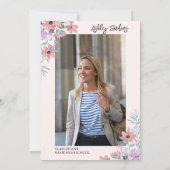 Purple watercolor flowers with gold Glitter Einladung (Rückseite)