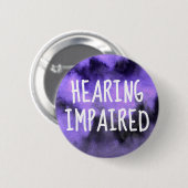 Purple Watercolor Handwriting Hearing Impaired Button (Vorne & Hinten)