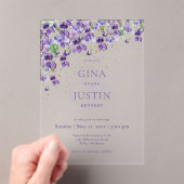 Purple Watercolor Violets Wedding Acryleinladungen (Insitu (Handheld))
