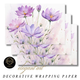 Purple Watercolor Wildflowers Geschenkpapier Set