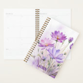 Purple Watercolor Wildflowers Minimalist Name Planer (Anzeige)
