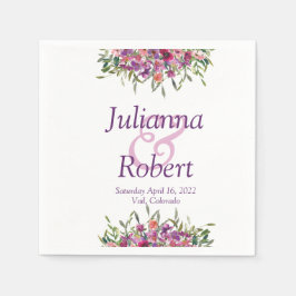 Purple watercolor wildflowers  napkins serviette