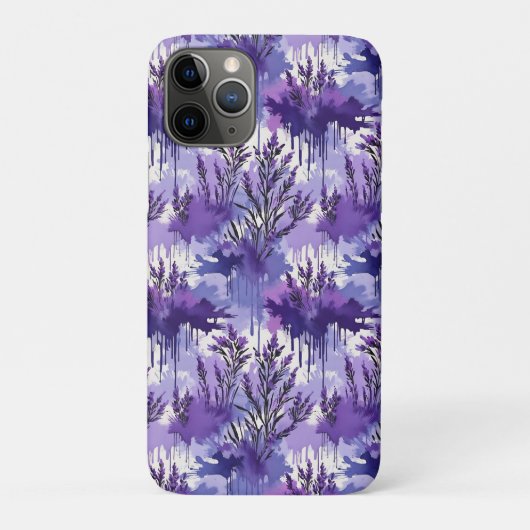 Purple Watercolor with Florals Case-Mate iPhone Hülle (Rückseite)