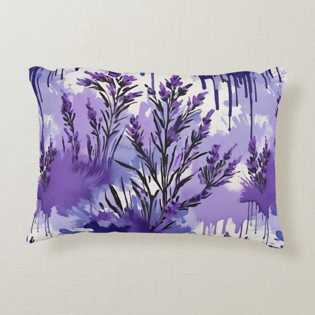 Purple Watercolor with Florals Dekokissen (Rückseite)